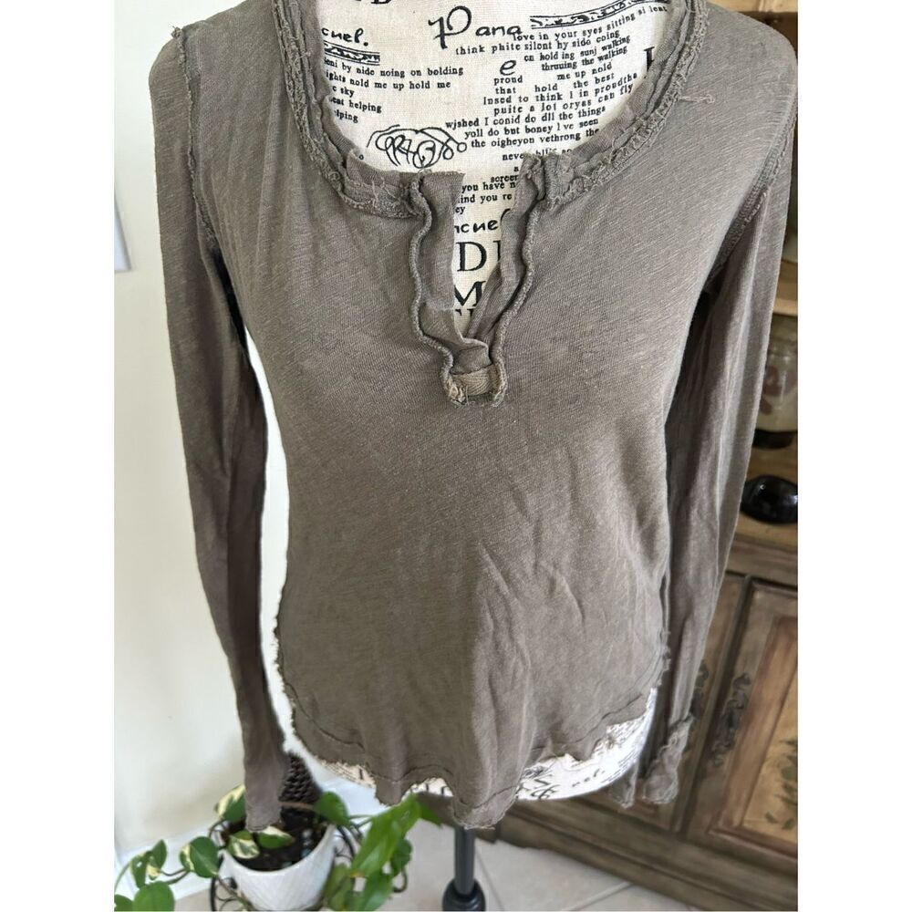 Free People Hazy Day Distressed Henley - Picture 2 of 8